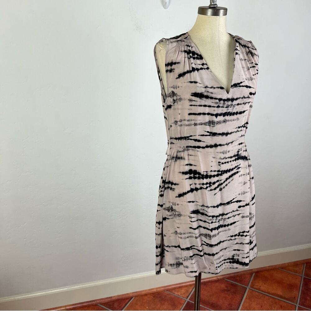 All Saints Pink Black Sheath V-Neck Mini Dress - Picture 3 of 8